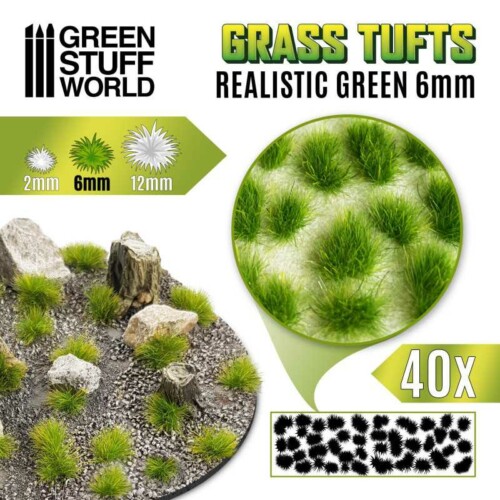 Grass Tufts 6mm - Aυτοκόλλητo Γρασίδι σε τούφες- Ρεαλιστικό Πράσινο