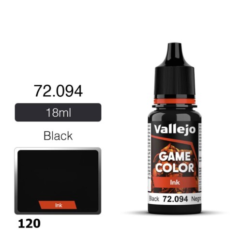 Vallejo Game Ink 72094 Black Ink 18ml