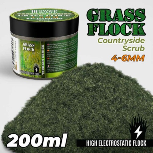 Green Stuff World 11158 - Static Grass Flock 6mm - Countryside Scrub 200ml