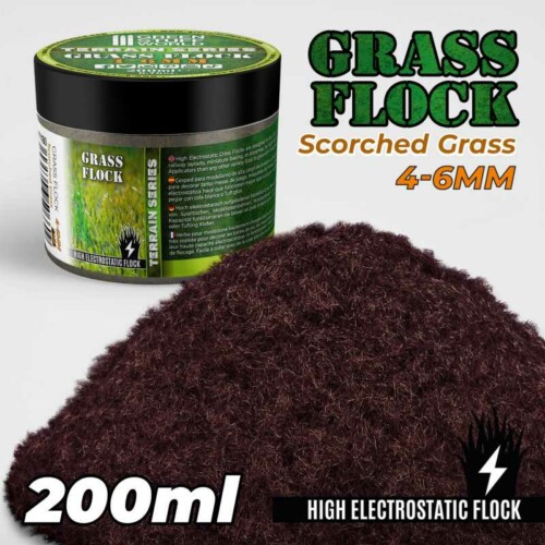 Green Stuff World 11160 - Static Grass Flock 6mm - Scorched Brown 200ml