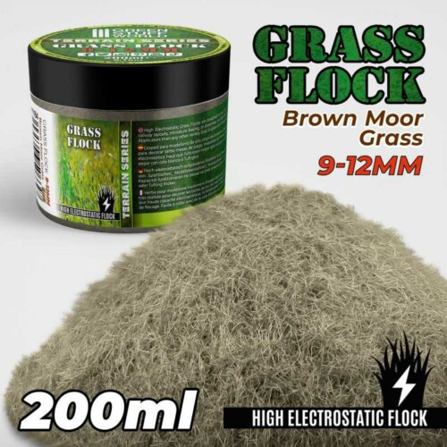 Green Stuff World 11164 - Static Grass Flock 12mm - Brown Moor 200ml
