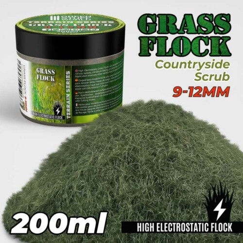 Green Stuff World 11168 - Static Grass Flock 12mm - Countryside Scrub 200ml
