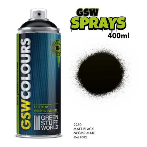 Green Stuff World 2230 - Spray Black Primer Matt 400ml
