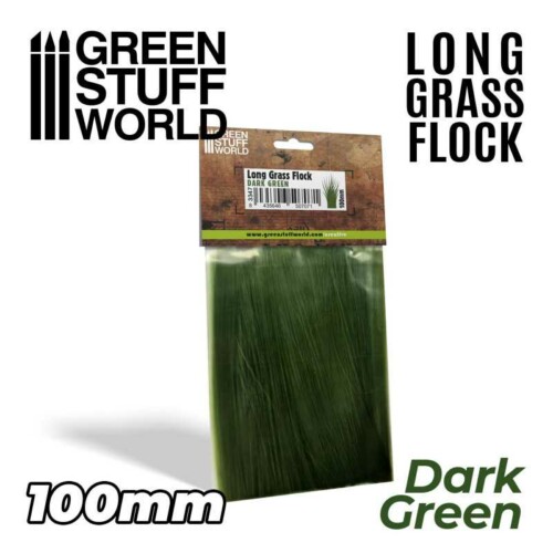 Green Stuff World 3347 - Long Grass Flock 100mm - Dark Green