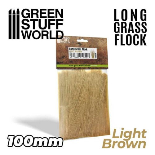 Green Stuff World 3350 - Long Grass Flock 100mm - Light Brown